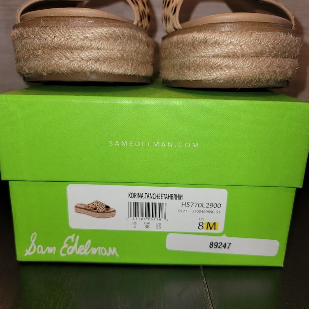 Sam Edelman Leopard Print Espadrille Platform Slide Sandals - Tan/Black - Picture 3 of 13